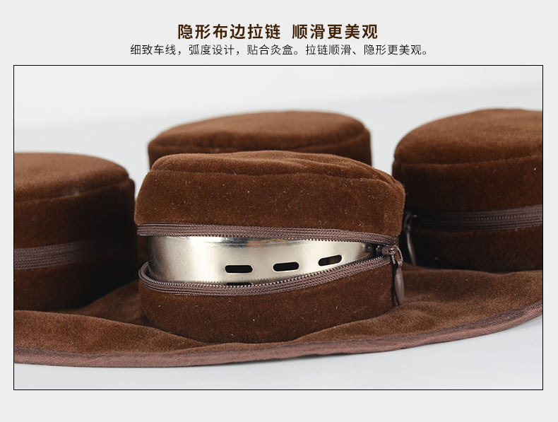 批发不锈钢艾灸盒随身灸布套三联艾灸衣无烟腹部背部绒布艾灸布套
