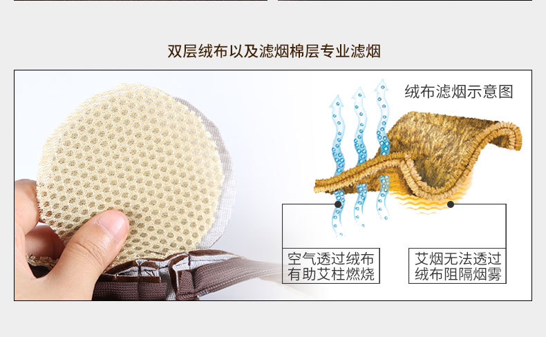 批发滤烟艾灸盒随身灸布套 三联艾灸衣无烟腹部护腰绒布艾灸布套