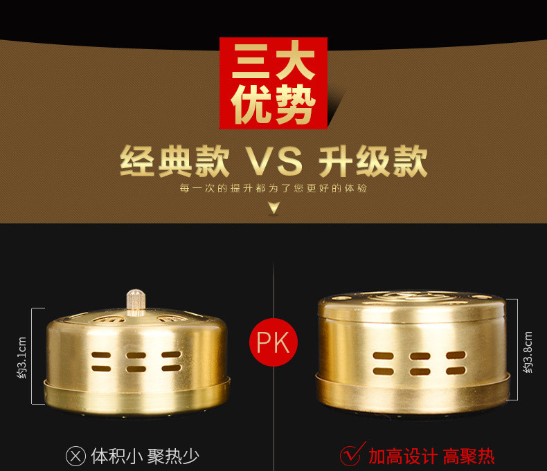 新款加厚纯铜随身灸 艾灸盒便携式无烟保健调温灸盒 艾灸器具批发