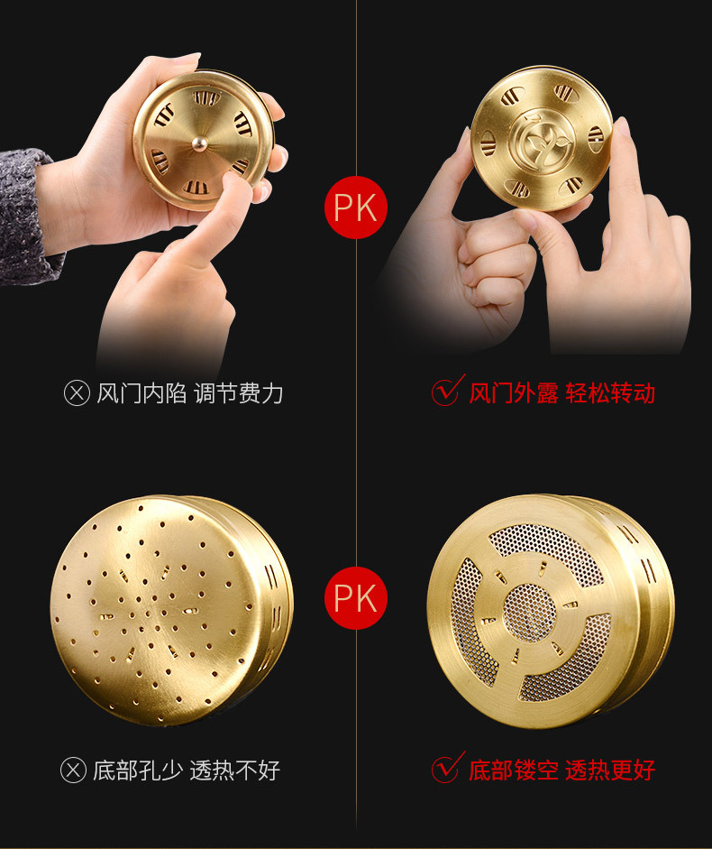 新款加厚纯铜随身灸 艾灸盒便携式无烟保健调温灸盒 艾灸器具批发